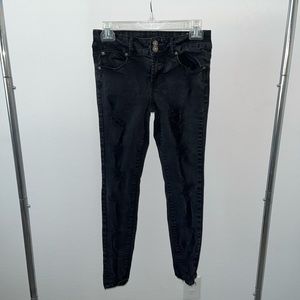 Black distressed jeans!